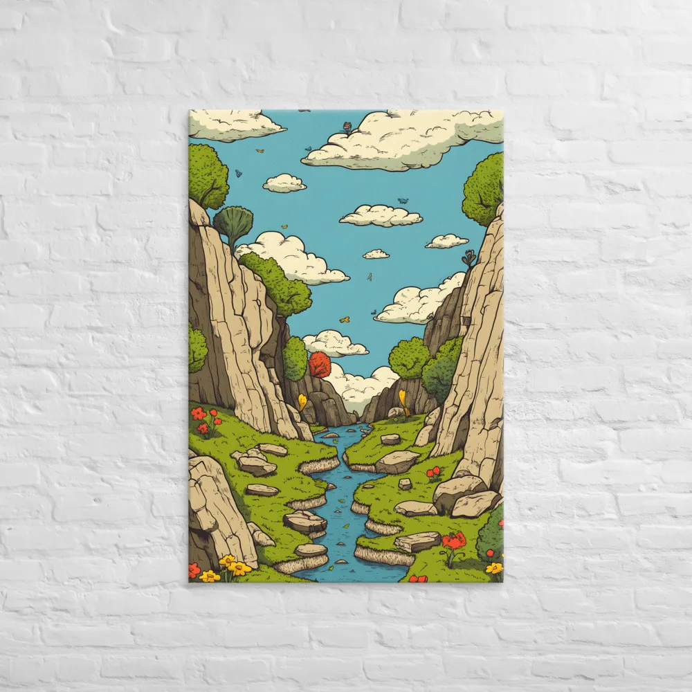 Whimsical Serenity: A Canyon Landscape | Canvas | 32″×48″