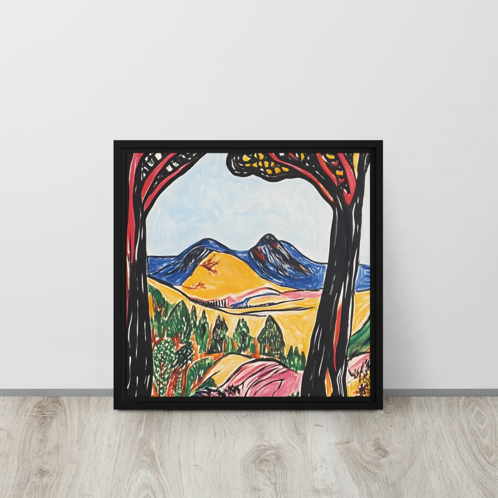 Vibrant Nature's Embrace | Canvas with Black Frame | 16″×16″