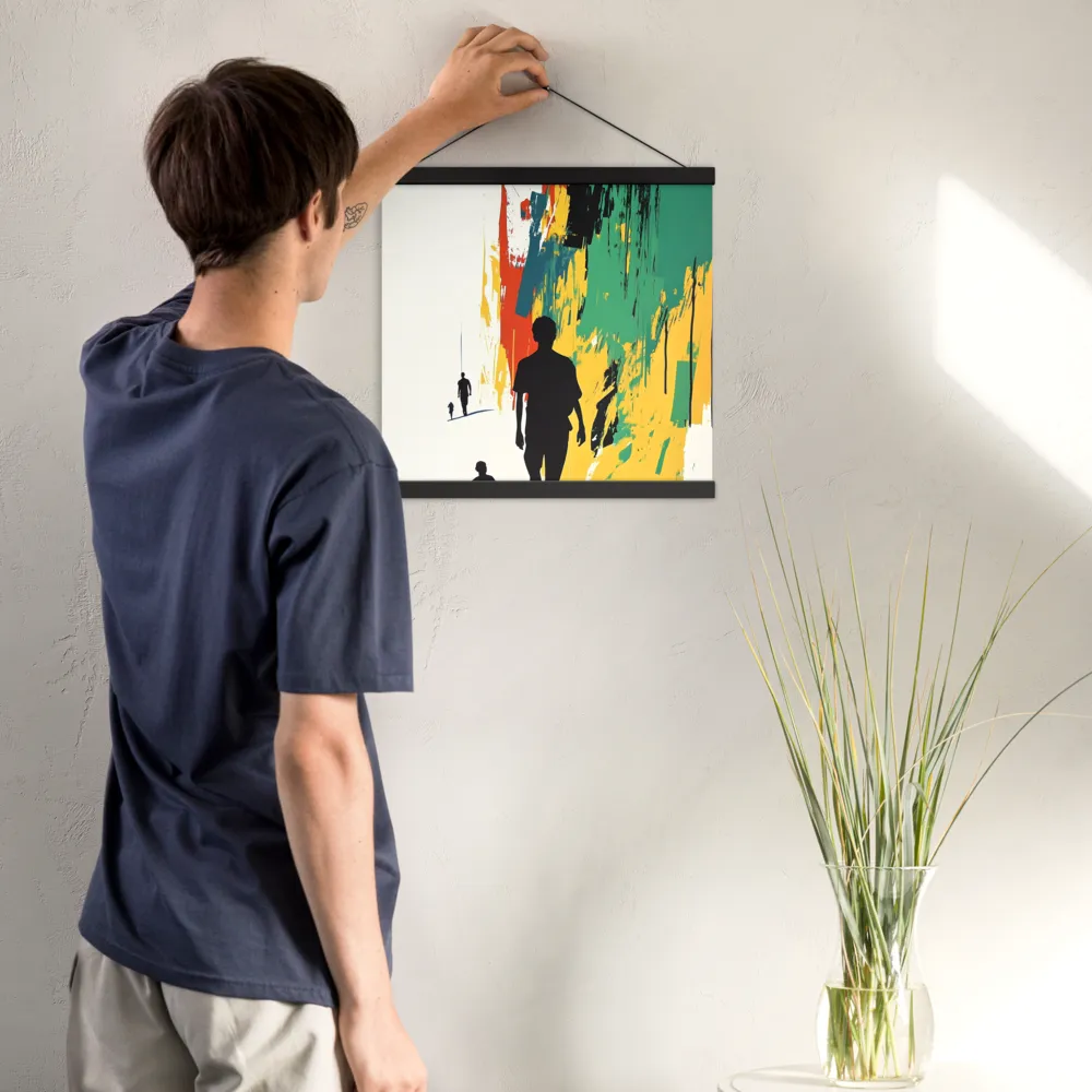 Journey of Silhouettes | Poster With Black Wood Hanger | 16″×16″