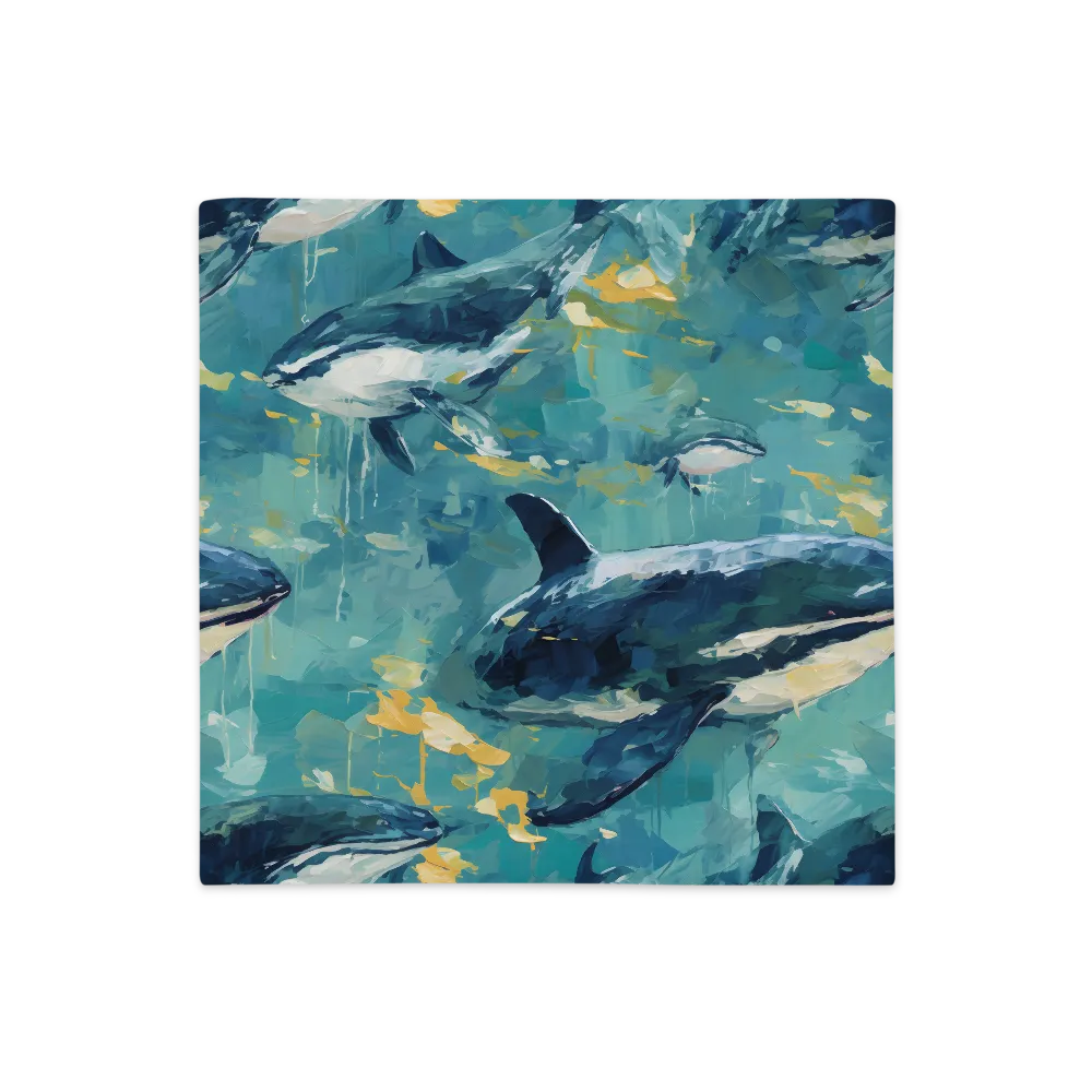 Harmony of the Ocean: Whales in Motion | Pillow Case | 18″×18″