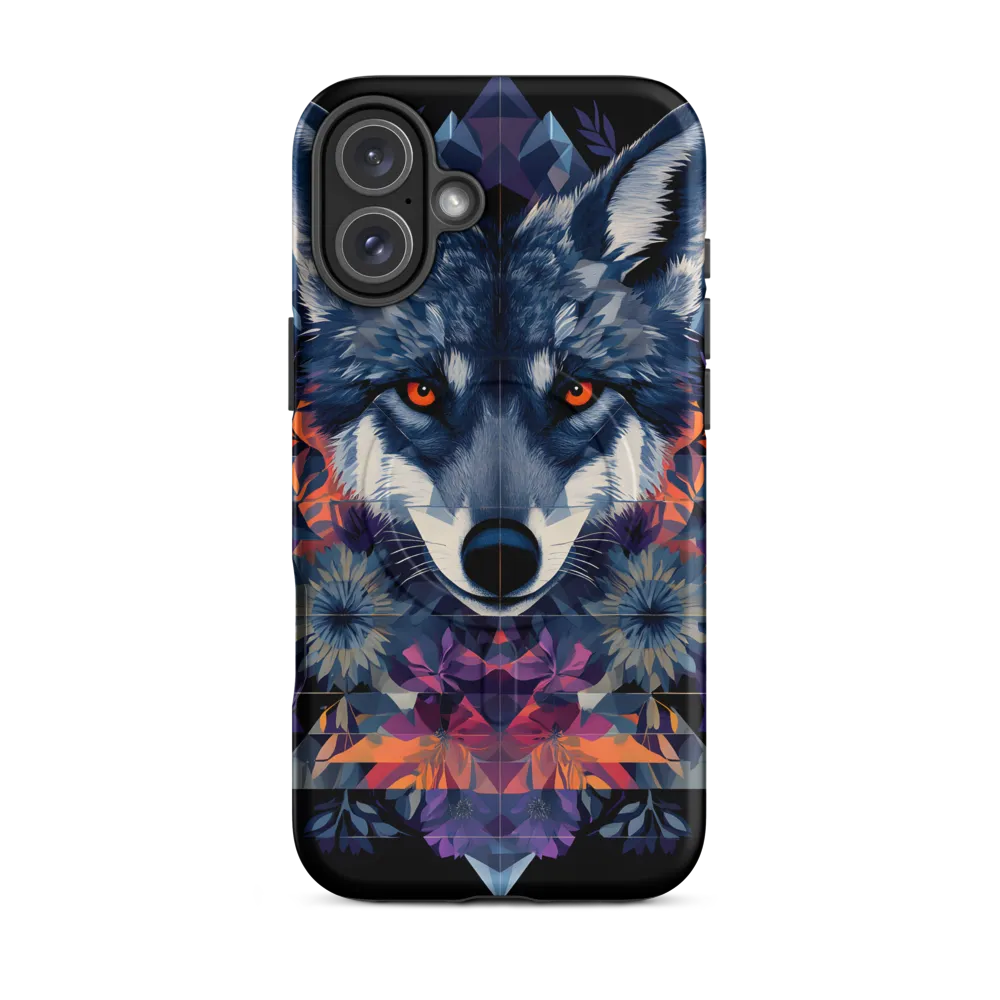 Mystical Wolf Amidst Floral Geometry