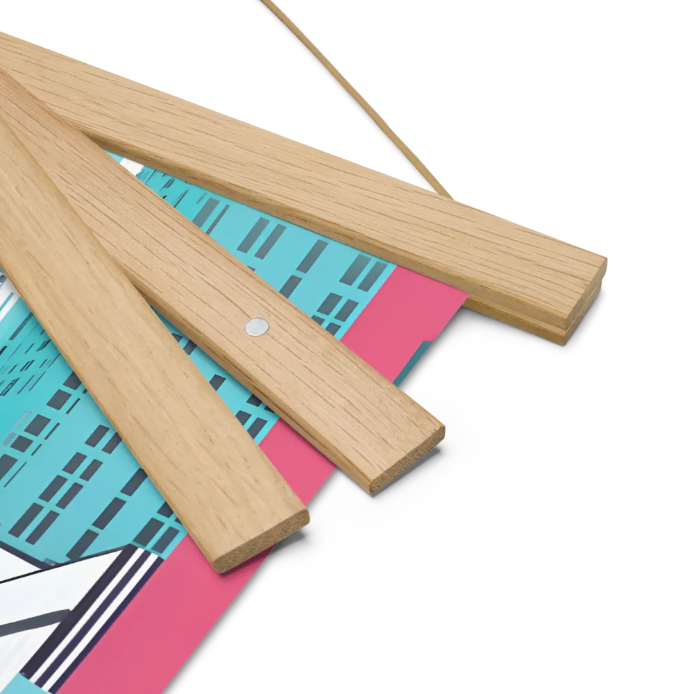 Urban Symphony: A Modern Cityscape | Poster With Oak Wood Hanger | 14″×14″