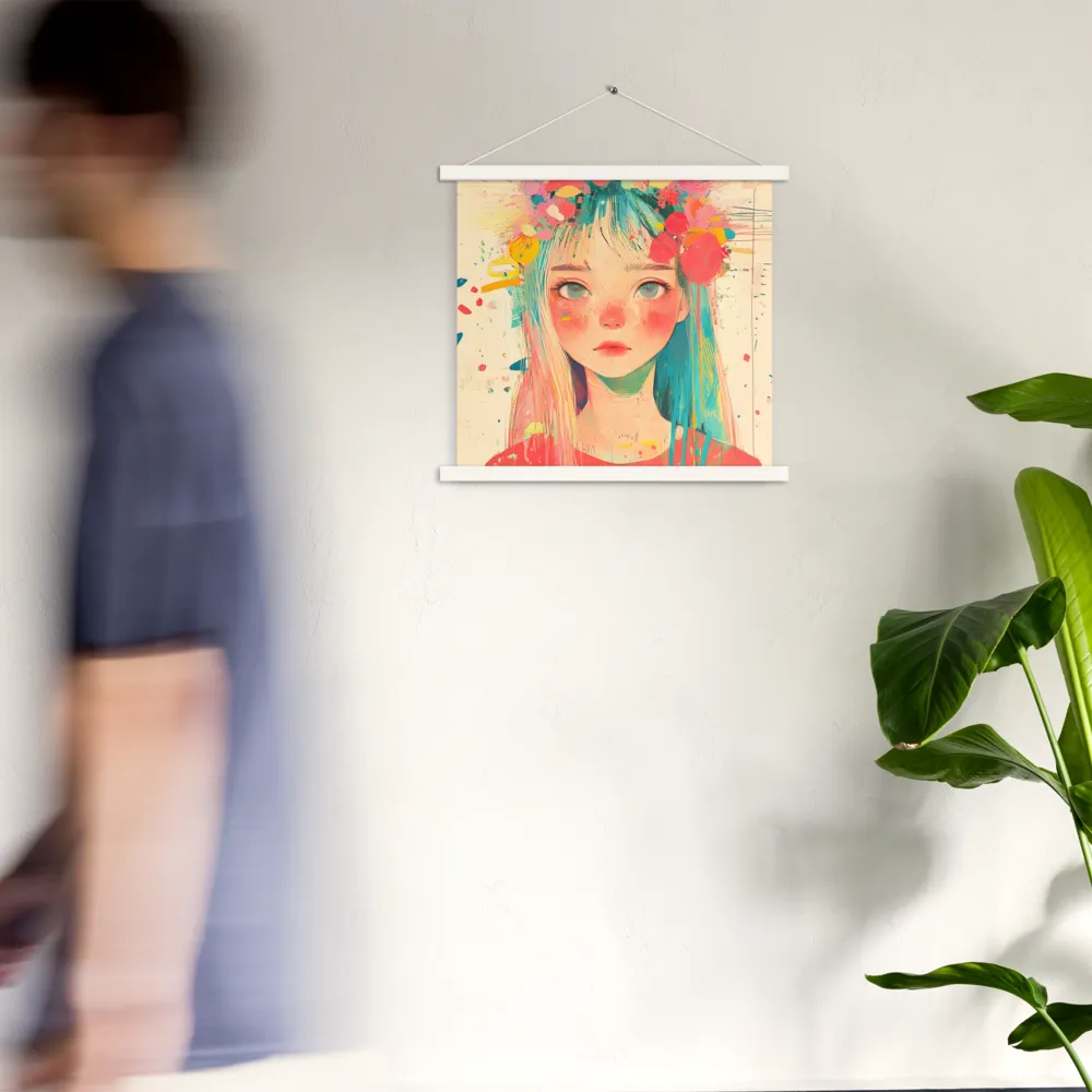 Whimsical Blossom | Poster With White Wood Hanger | 18″×18″