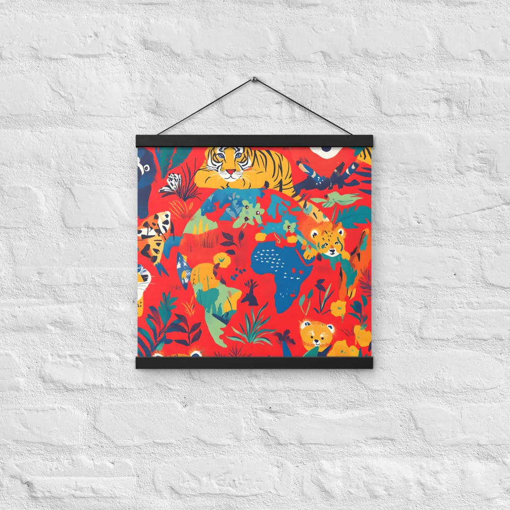 Wild Wonders of the Globe | Poster With Black Wood Hanger | 16″×16″