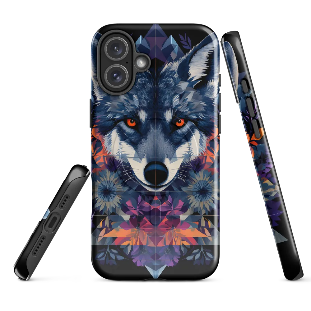 Mystical Wolf Amidst Floral Geometry
