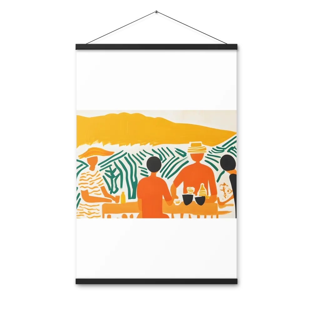 Summer Vibes: Café Conversations | Poster With Black Wood Hanger | 24″×36″