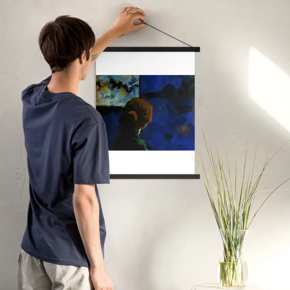 Contemplation Under the Night Sky | Poster With Black Wood Hanger | 18″×24″