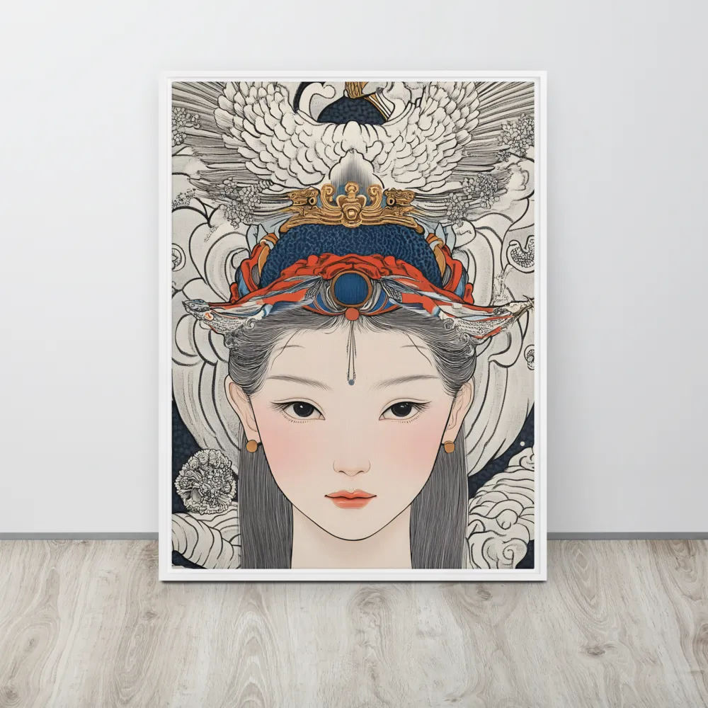 Serenity in Myth: A Traditional Portrait | Canvas with White Frame | 24″×32″