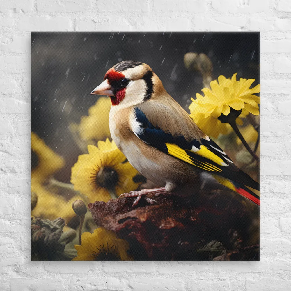Harmony in Nature: A Goldfinch Amidst Blooms