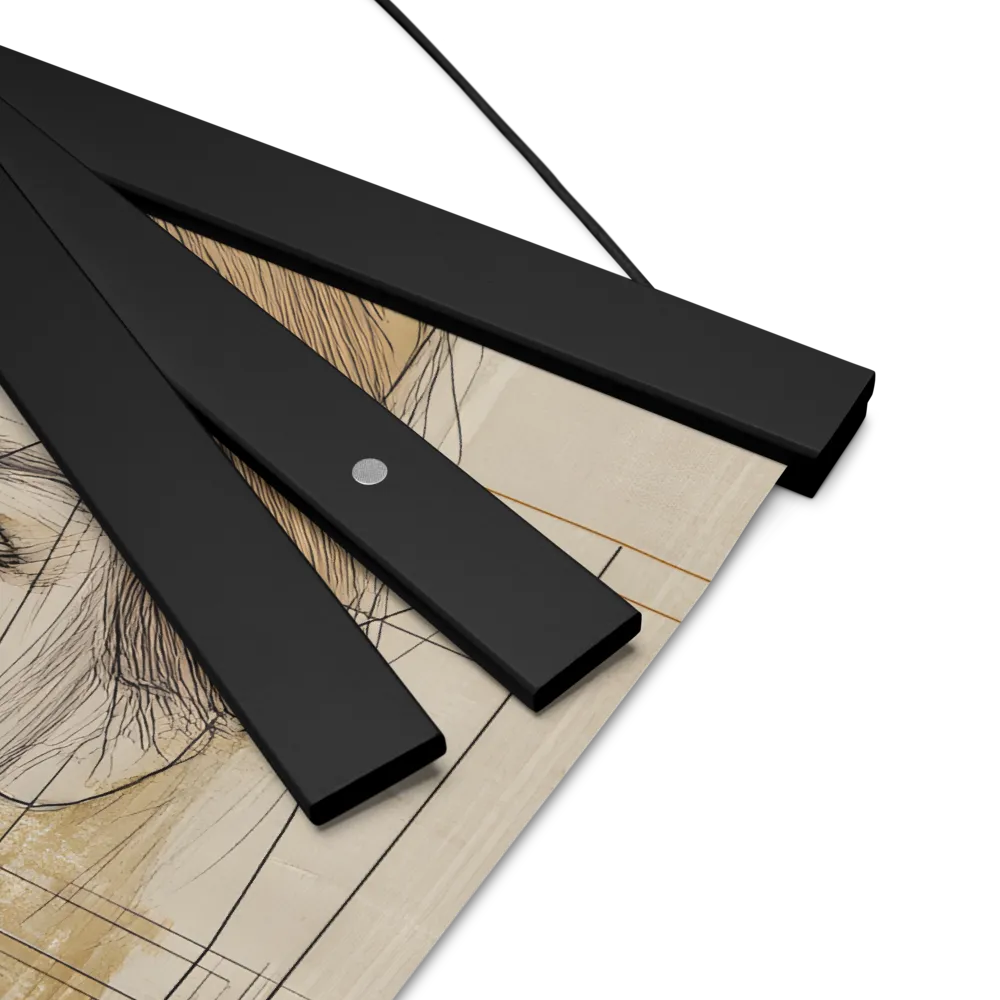 Geometric Elegance: A Modern Portrait | Poster With Black Wood Hanger | 12″×12″
