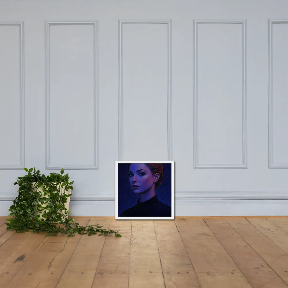Ethereal Portrait in Blue and Red | Poster with White Frame | 16″×16″