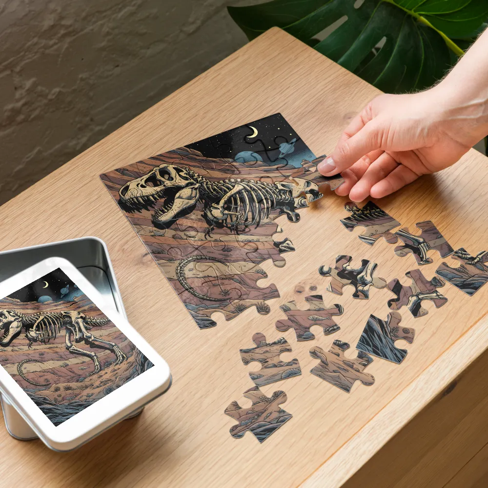 Midnight Tyrannosaur 
 Jigsaw Puzzle in Tin Box