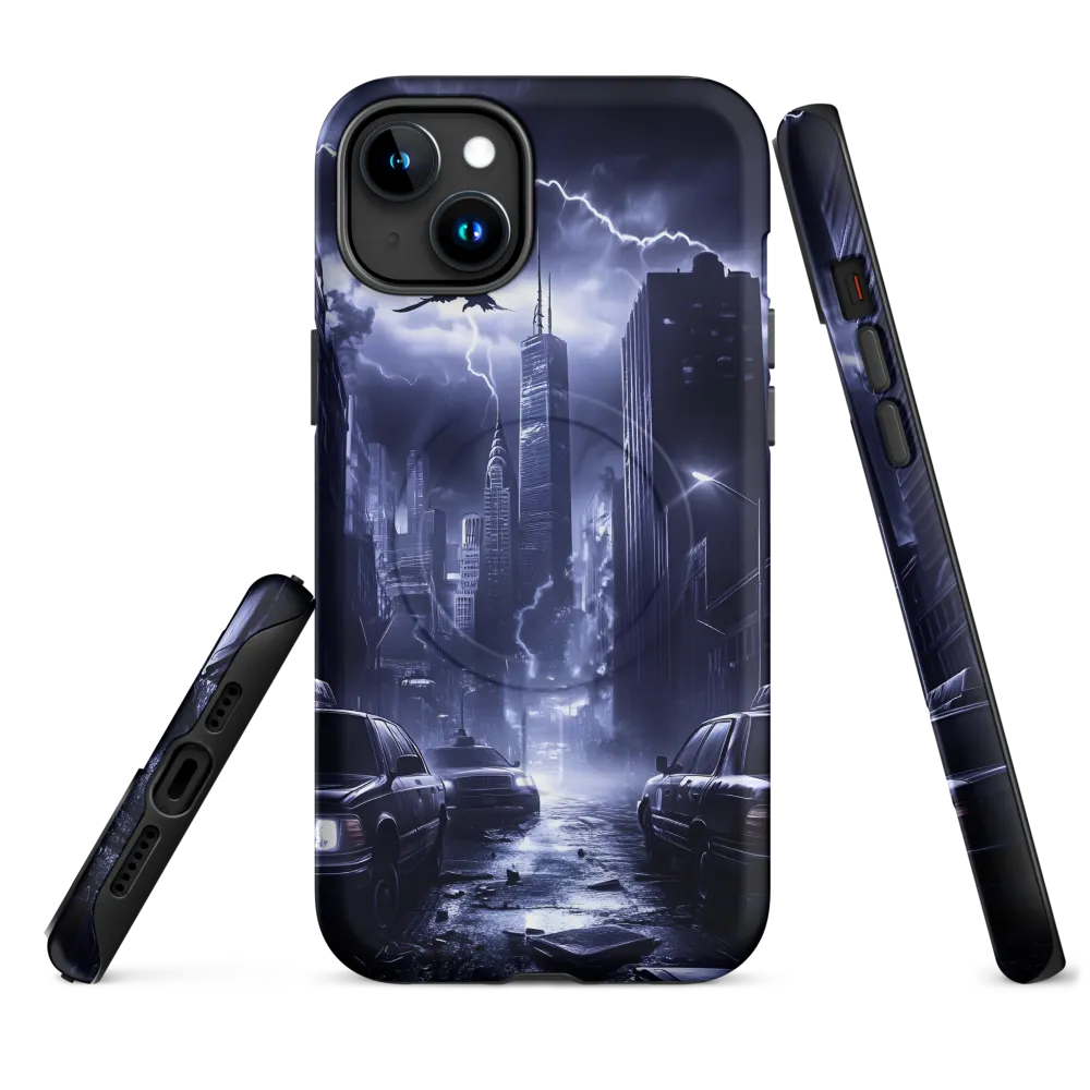 Stormy Cityscape: Shadows of the Night | Phone Case |  15 Plus | MagSafe® Tough Case | Matte