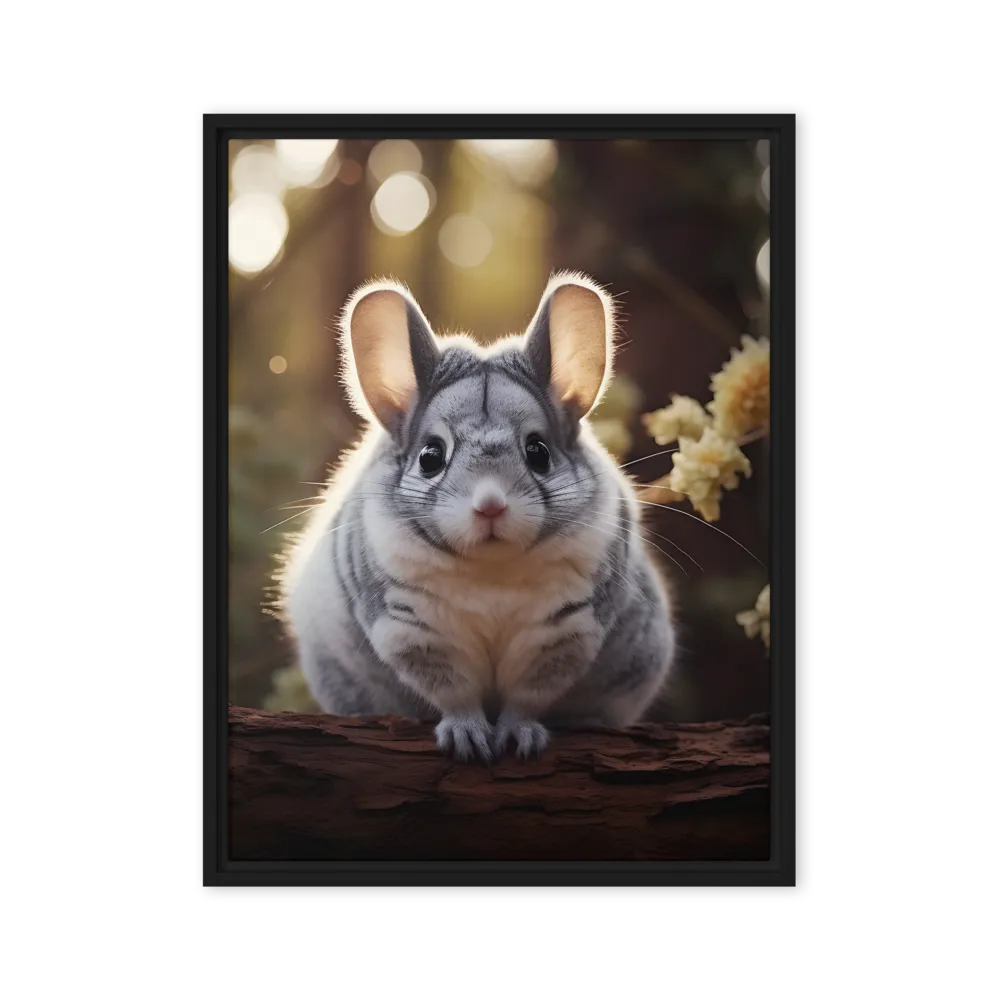 Curious Chinchilla in the Forest | Canvas with Black Frame | 24″×32″