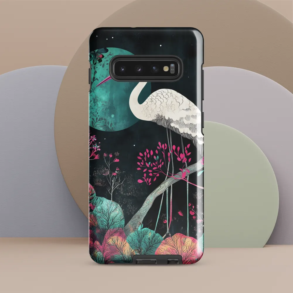 Ethereal Presence: Heron in a Floral Dreamscape | Phone Case |  S10 Plus | Tough Case | Glossy