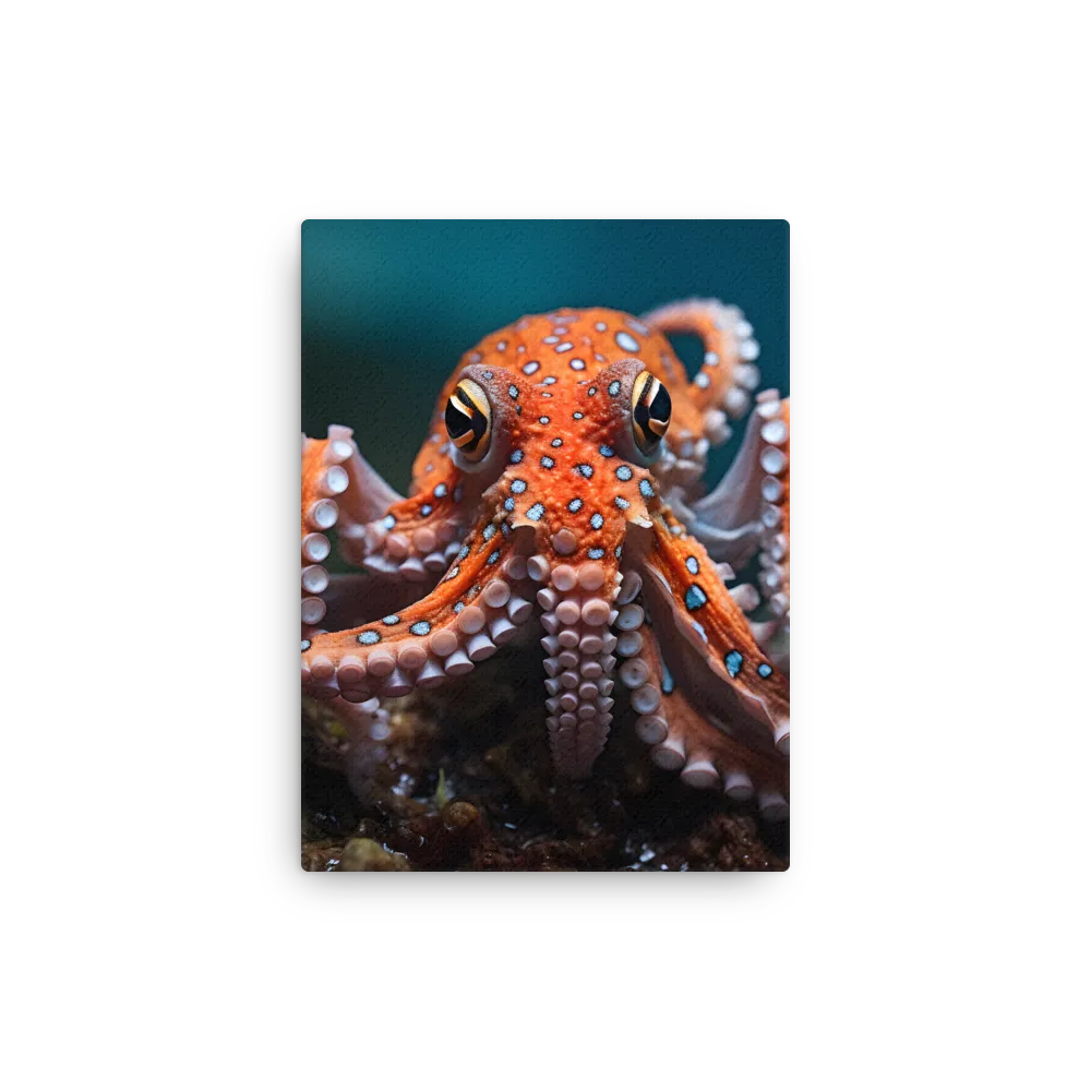 Curiosity of the Deep: The Orange Octopus | Thin Canvas | 9″×12″