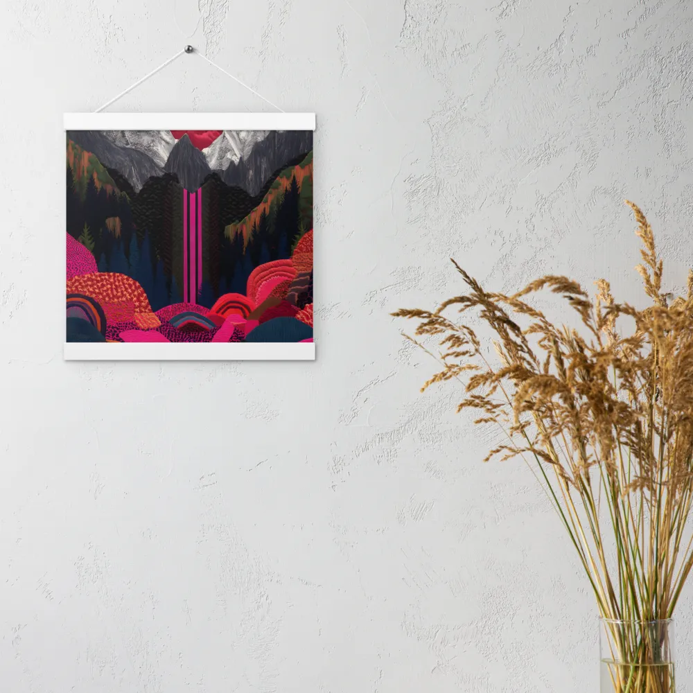 Ethereal Cascade: A Surreal Landscape | Poster With White Wood Hanger | 12″×12″