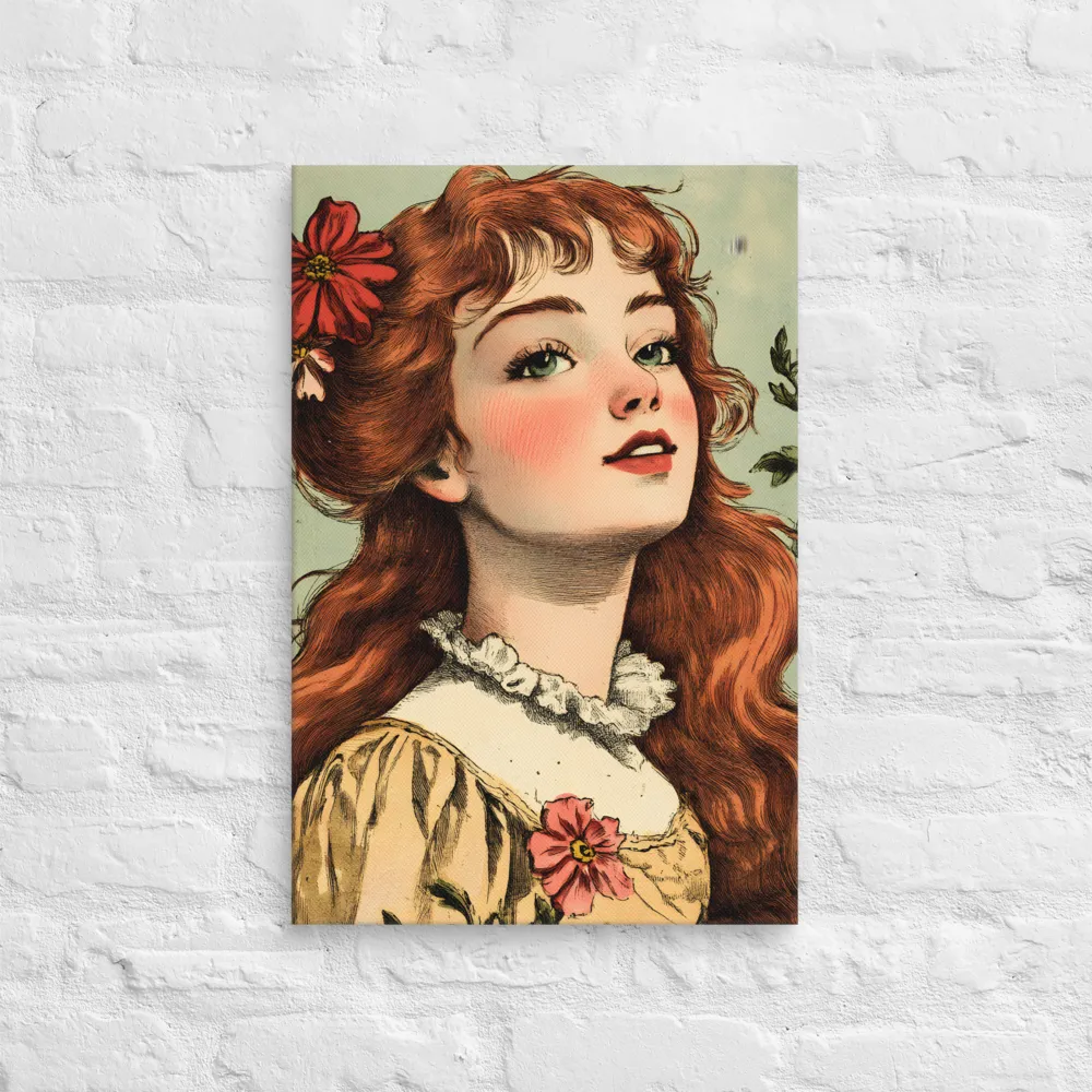 Whimsical Portrait of a Flower-Adorned Girl | Canvas | 16″×24″