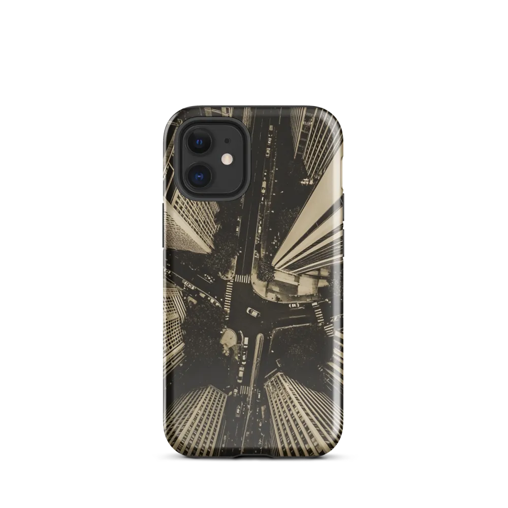 Urban Symphony: Aerial Perspective of City Life | Phone Case |  12 mini | Tough Case | Glossy