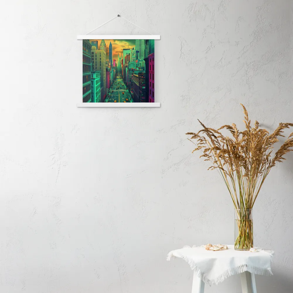 Urban Surrealism: Neon Dreams | Poster With White Wood Hanger | 14″×14″