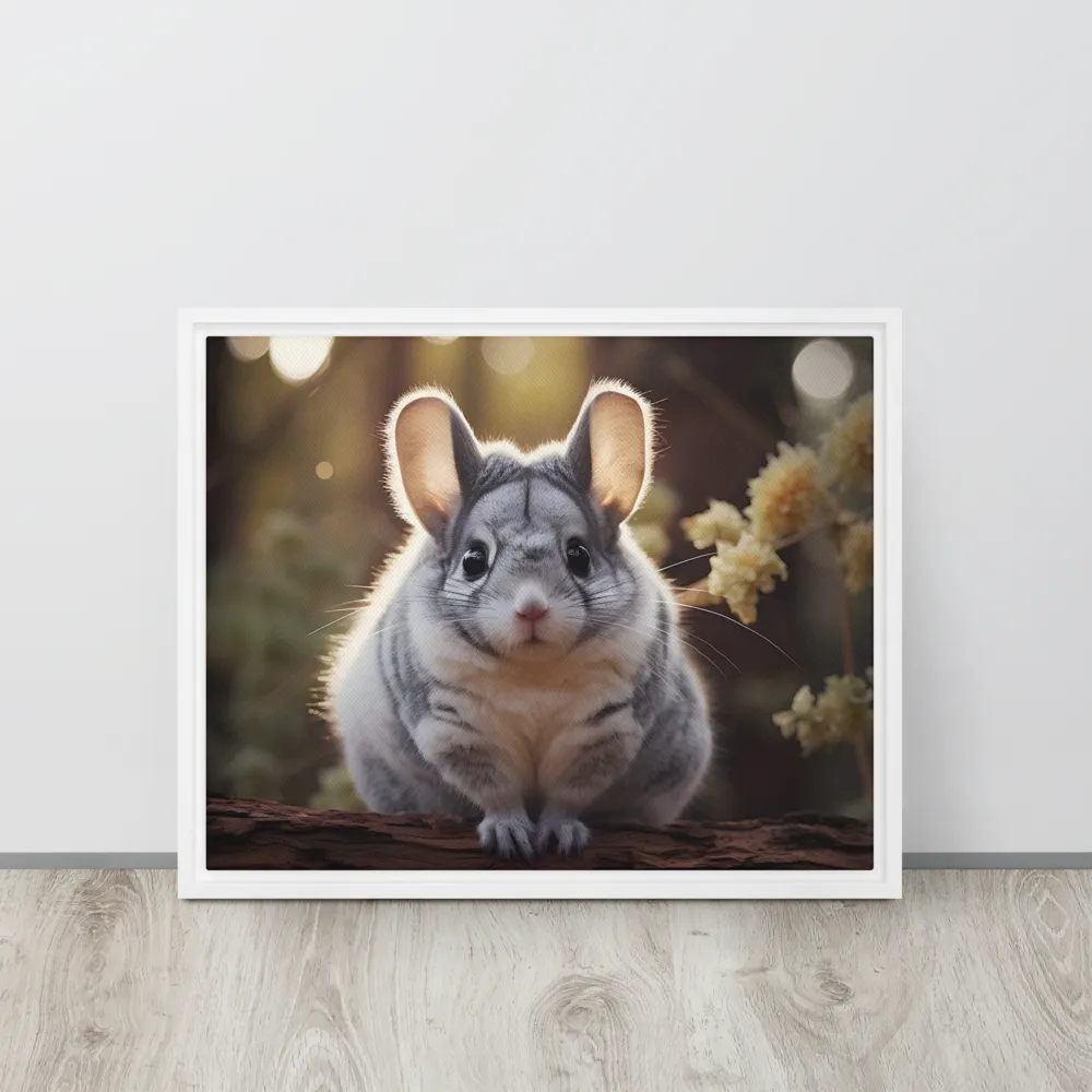 Curious Chinchilla in the Forest | Canvas with White Frame | 16″×20″