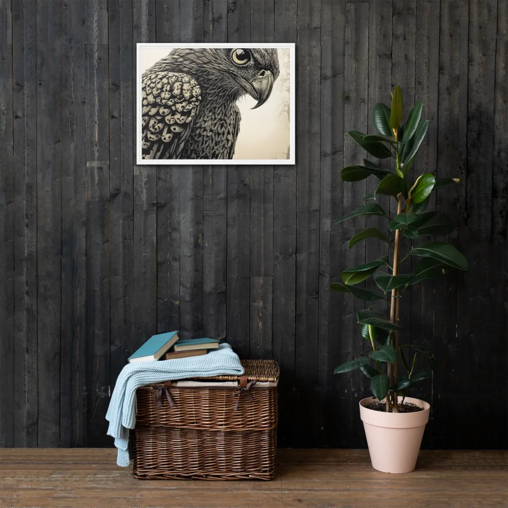 Majestic Owl in Detail | Canvas with White Frame | 18″×24″