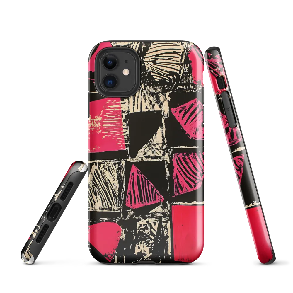 Geometric Symphony in Pink and Black