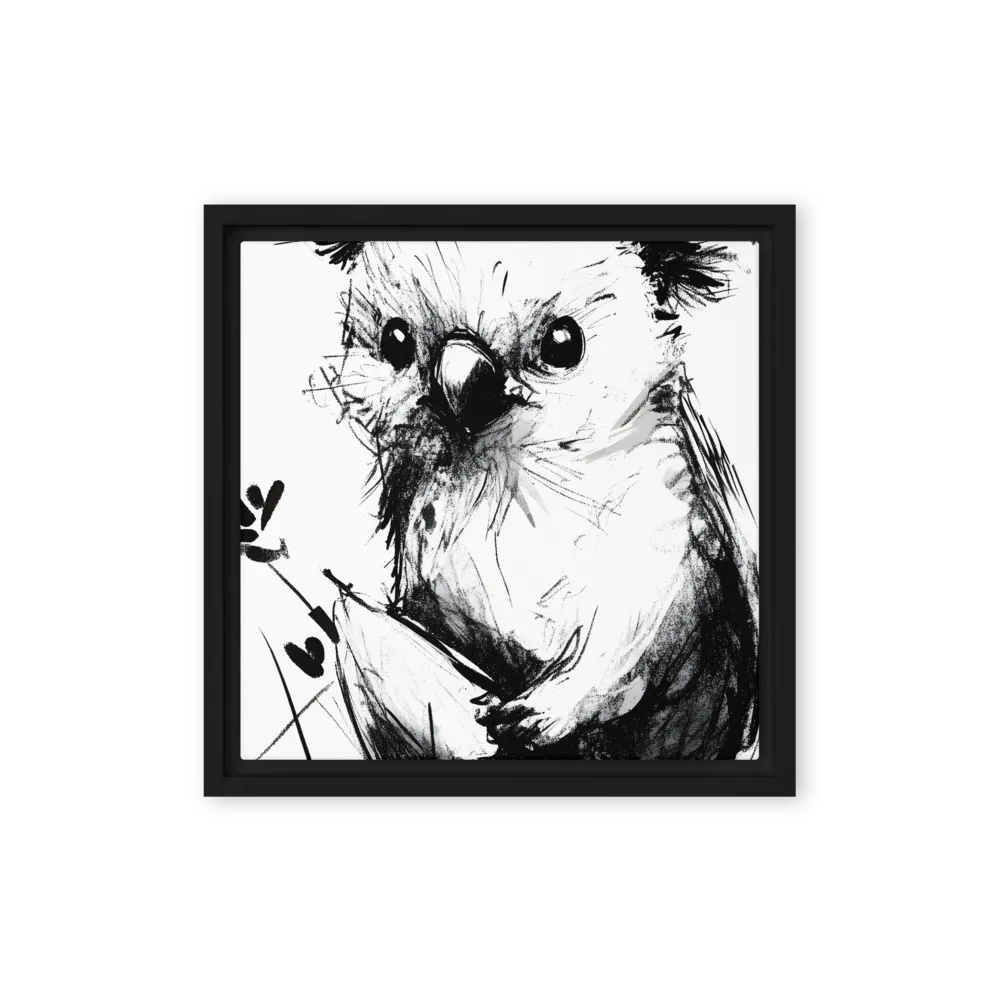 Whimsical Koala in Ink | Canvas with Black Frame | 12″×12″