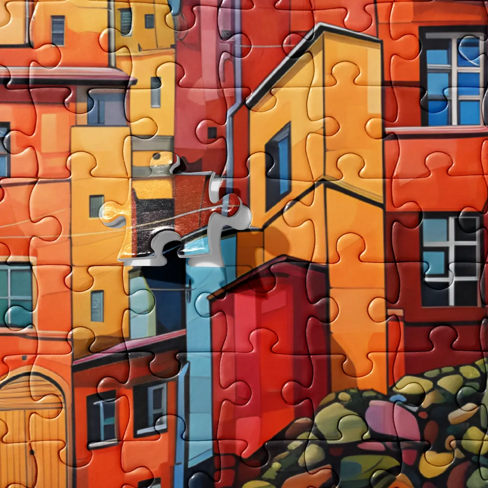 Vibrant Village: A Cubist Journey | Jigsaw Puzzle | 252/520 pieces