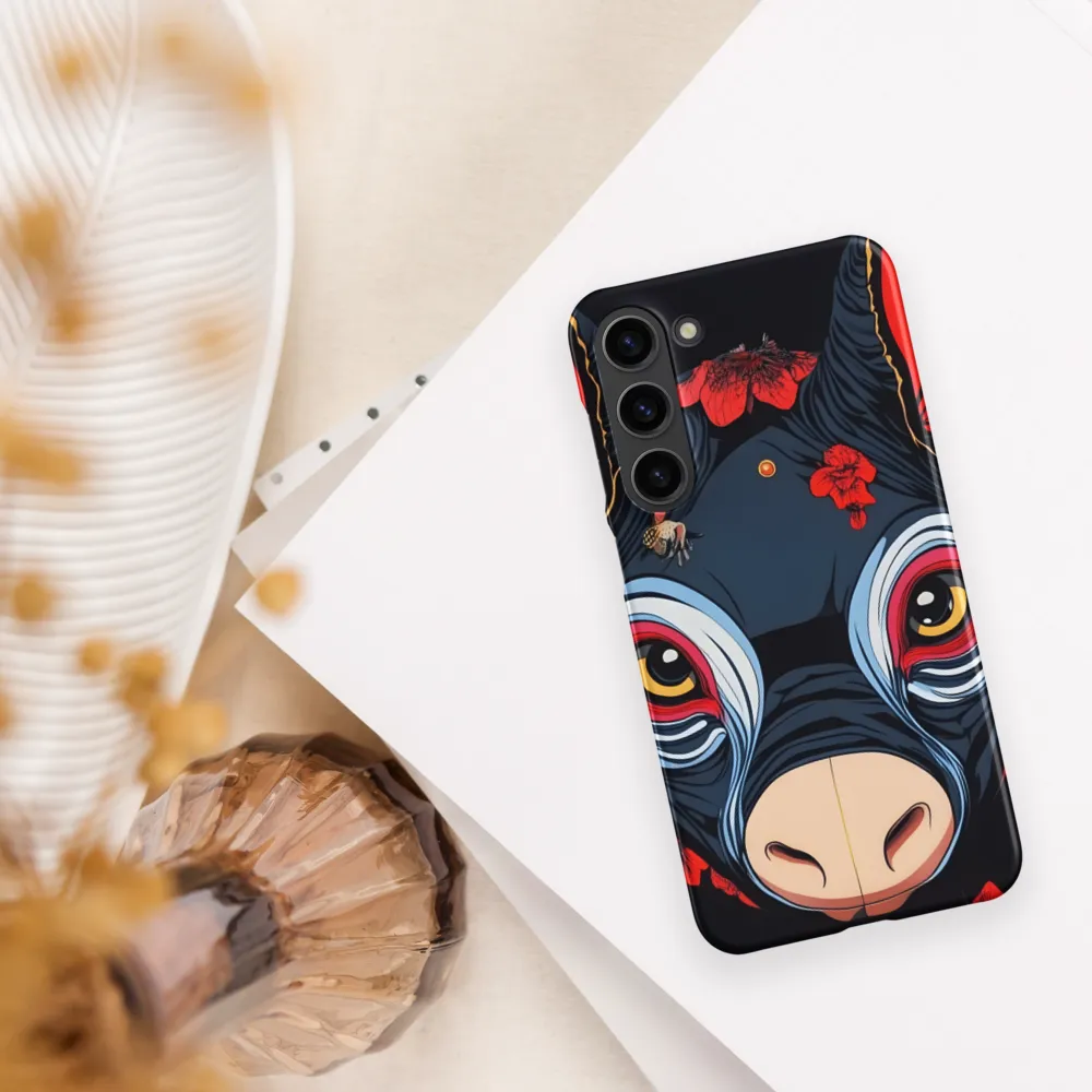 Mystical Bull with Floral Motifs | Phone Case |  S23 Plus | Snap Case | Matte
