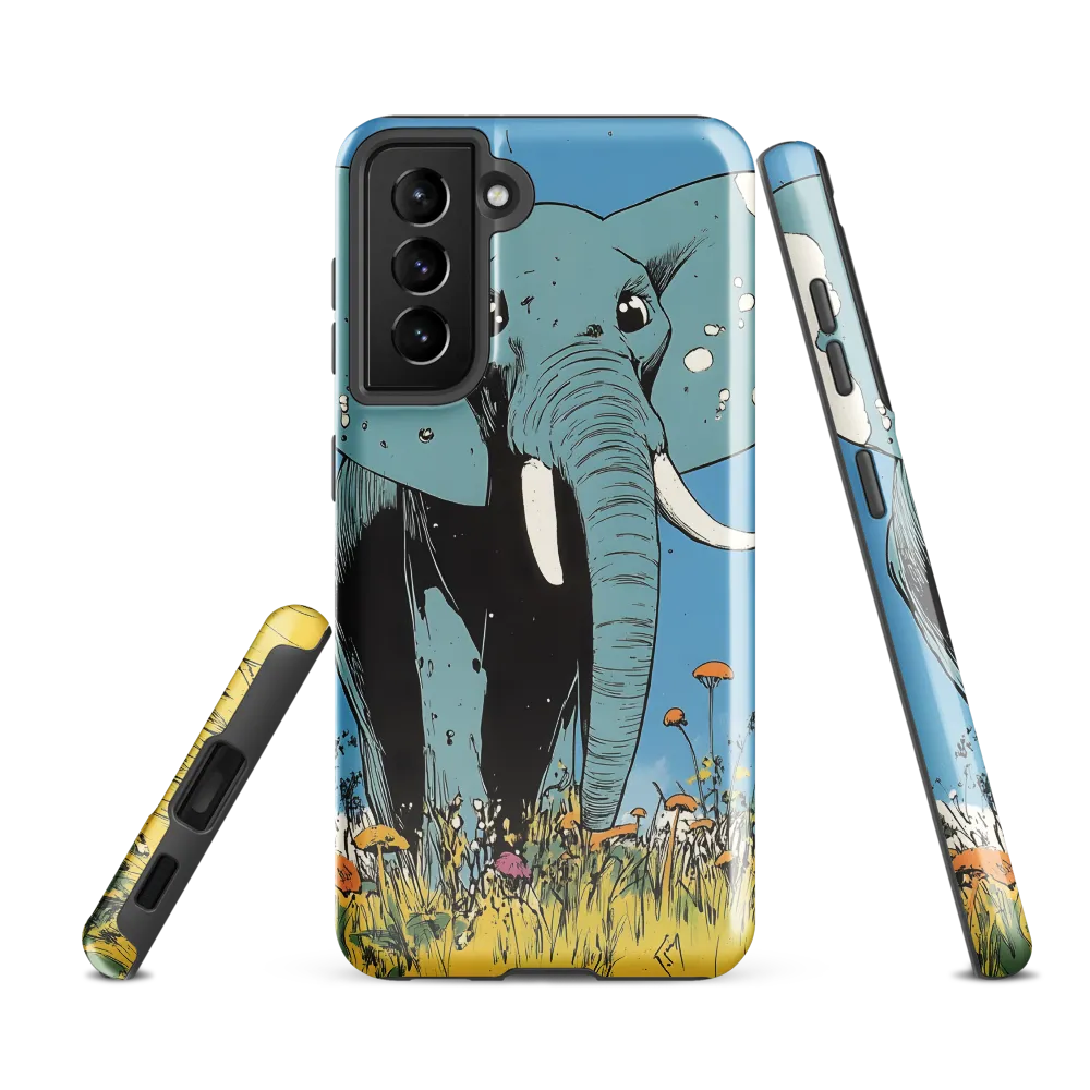 Whimsical Blue Elephant in Bloom