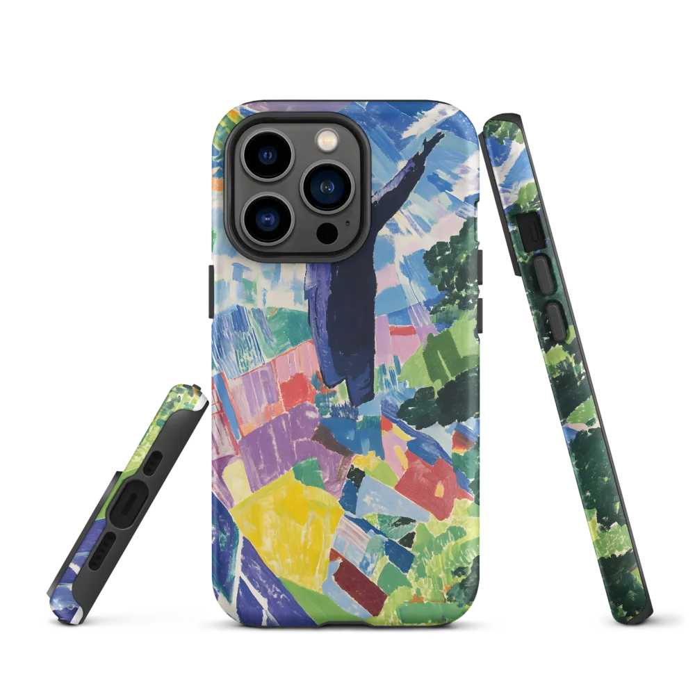 Elysium: A Soaring Figure Amidst Colorful Landscapes | Phone Case |  13 Pro | Tough Case | Matte