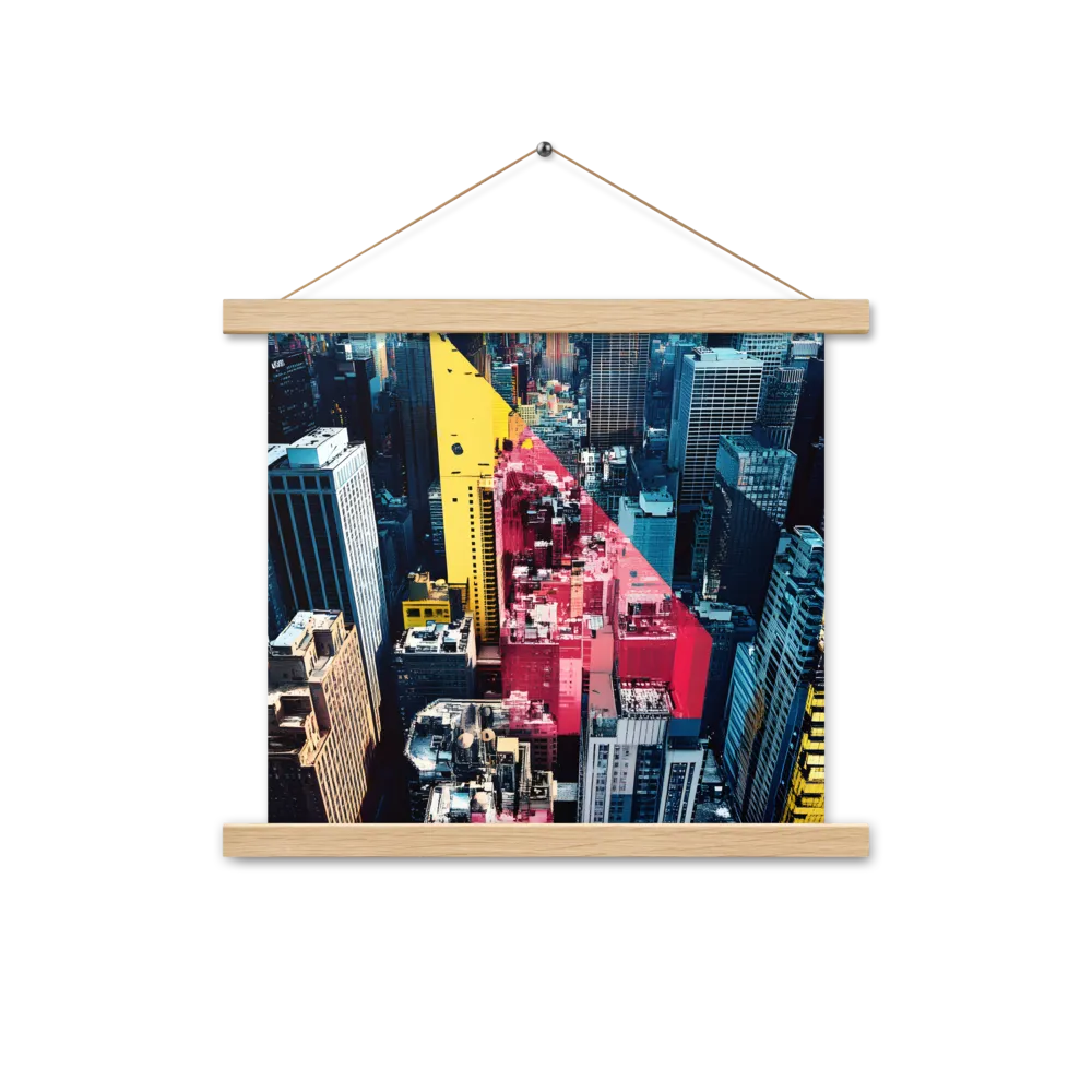 Dynamic Urban Symphony | Poster With Oak Wood Hanger | 14″×14″