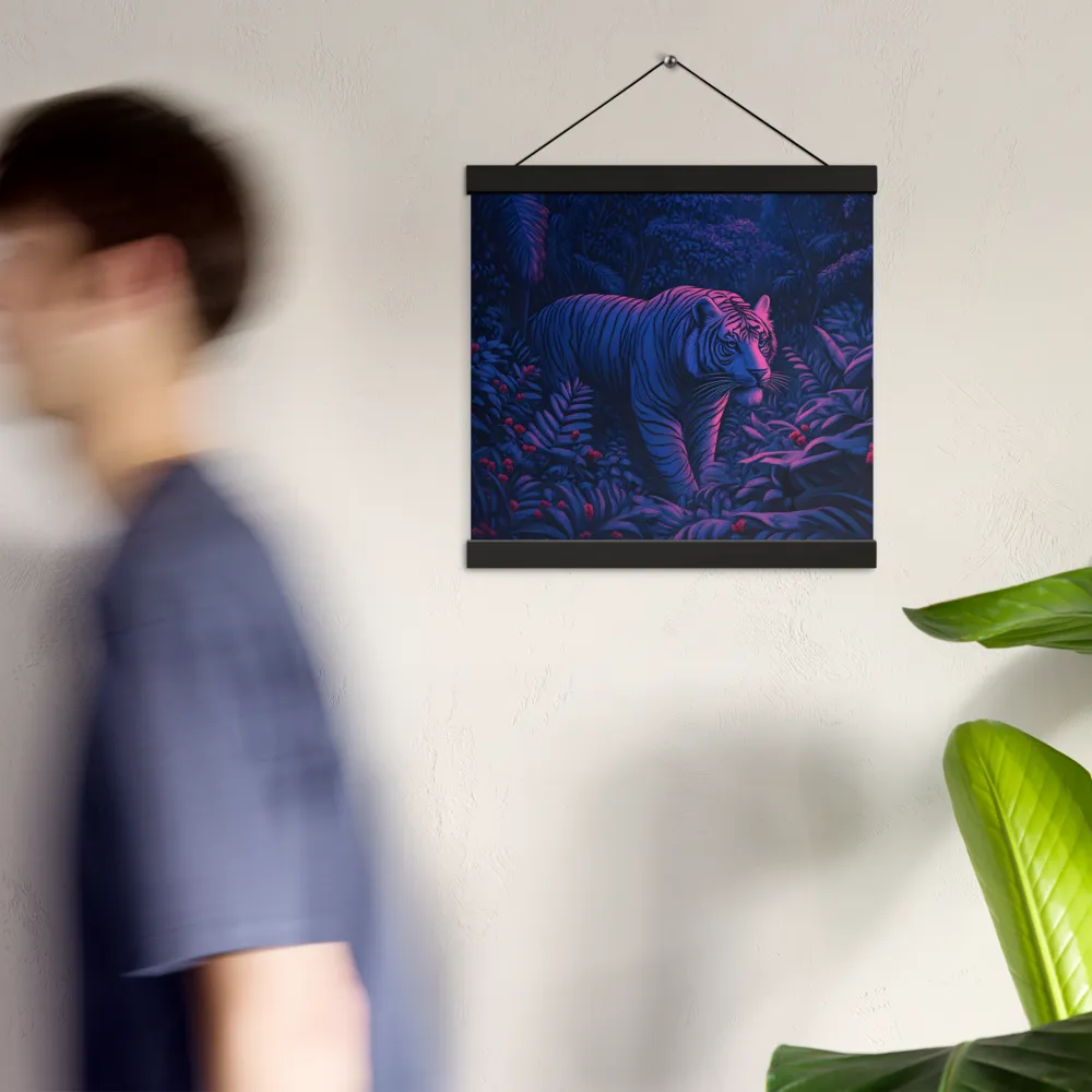 Mystic Prowler: The White Tiger in the Jungle | Poster With Black Wood Hanger | 12″×12″