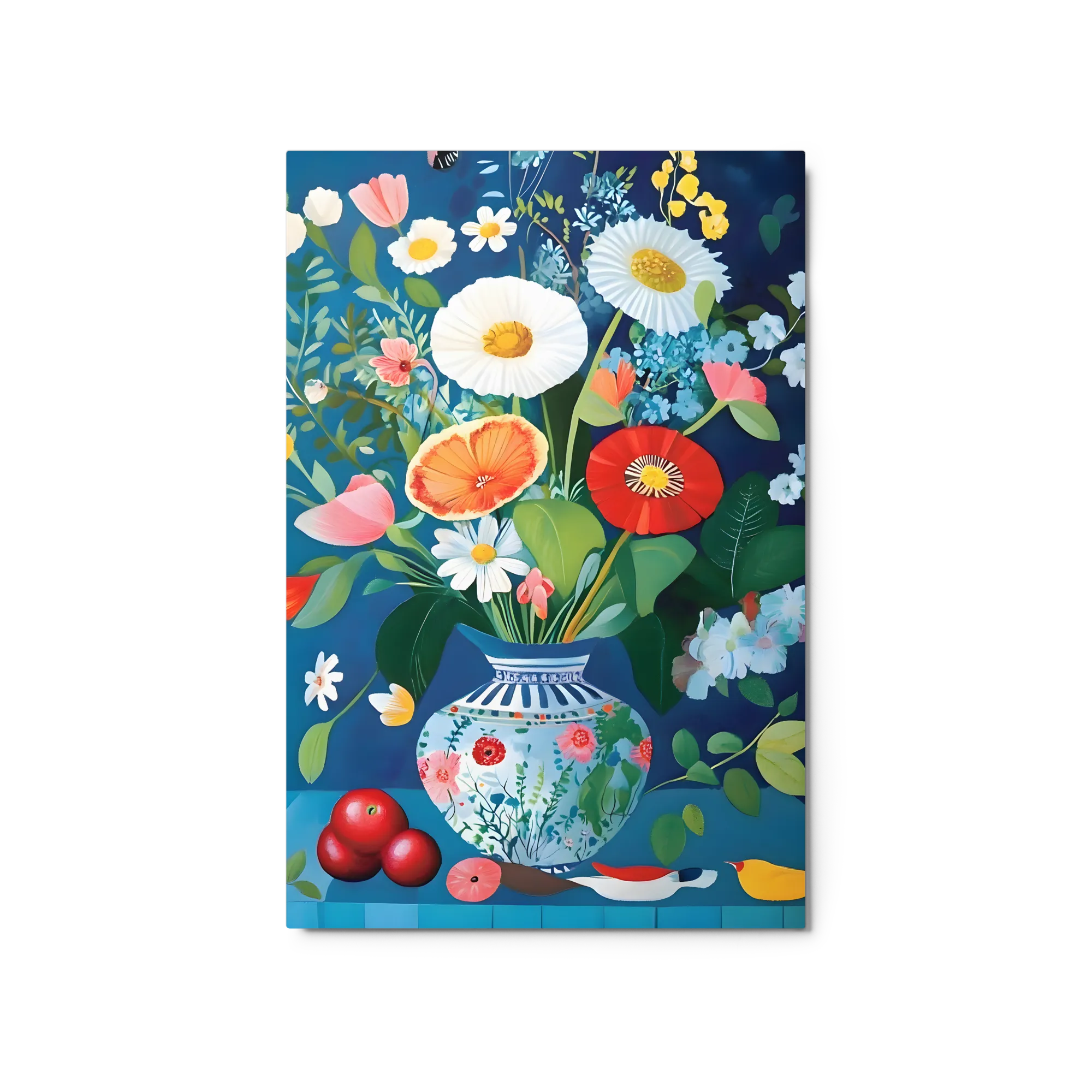 Folk Art Floral Arrangement 
 Metal Print | 20″x 30″