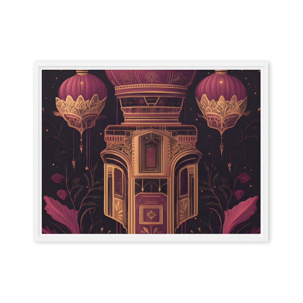 Ornate Harmony: A Digital Floral Architecture | Canvas with White Frame | 18″×24″