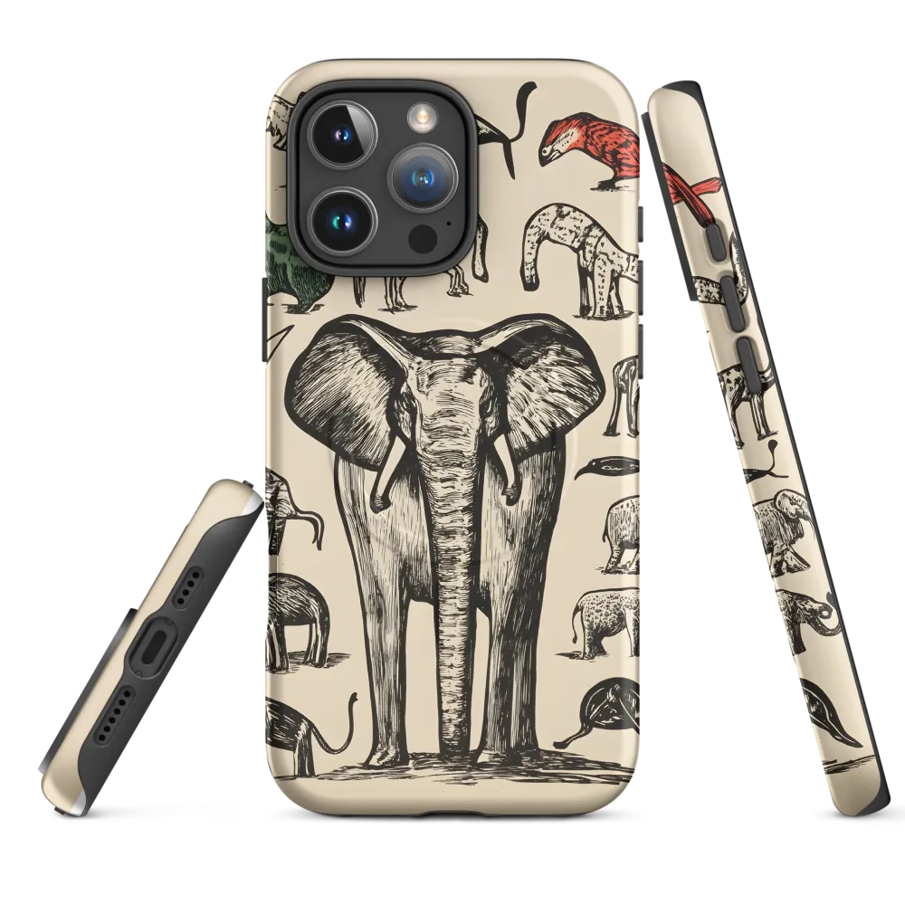 Whimsical Wildlife: A Linocut Journey | Phone Case |  16 Pro Max | MagSafe® Tough Case | Matte