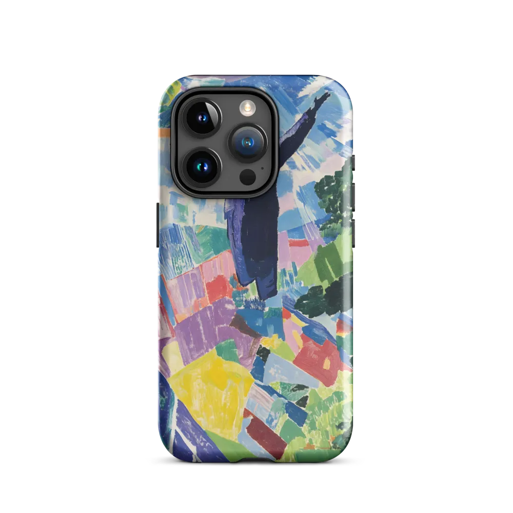 Elysium: A Soaring Figure Amidst Colorful Landscapes | Phone Case |  15 Pro | Tough Case | Glossy