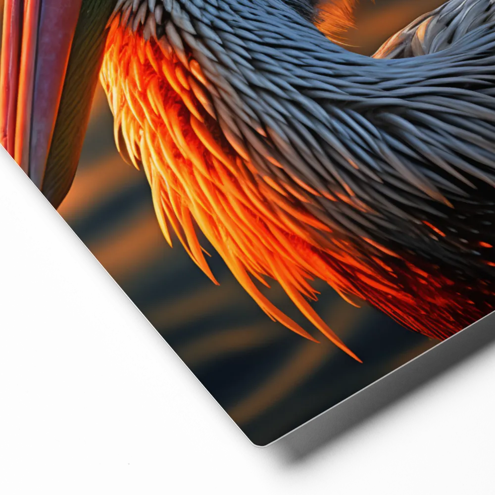Elegance of the Pelican at Sunset | Metal Print | 8″×10″