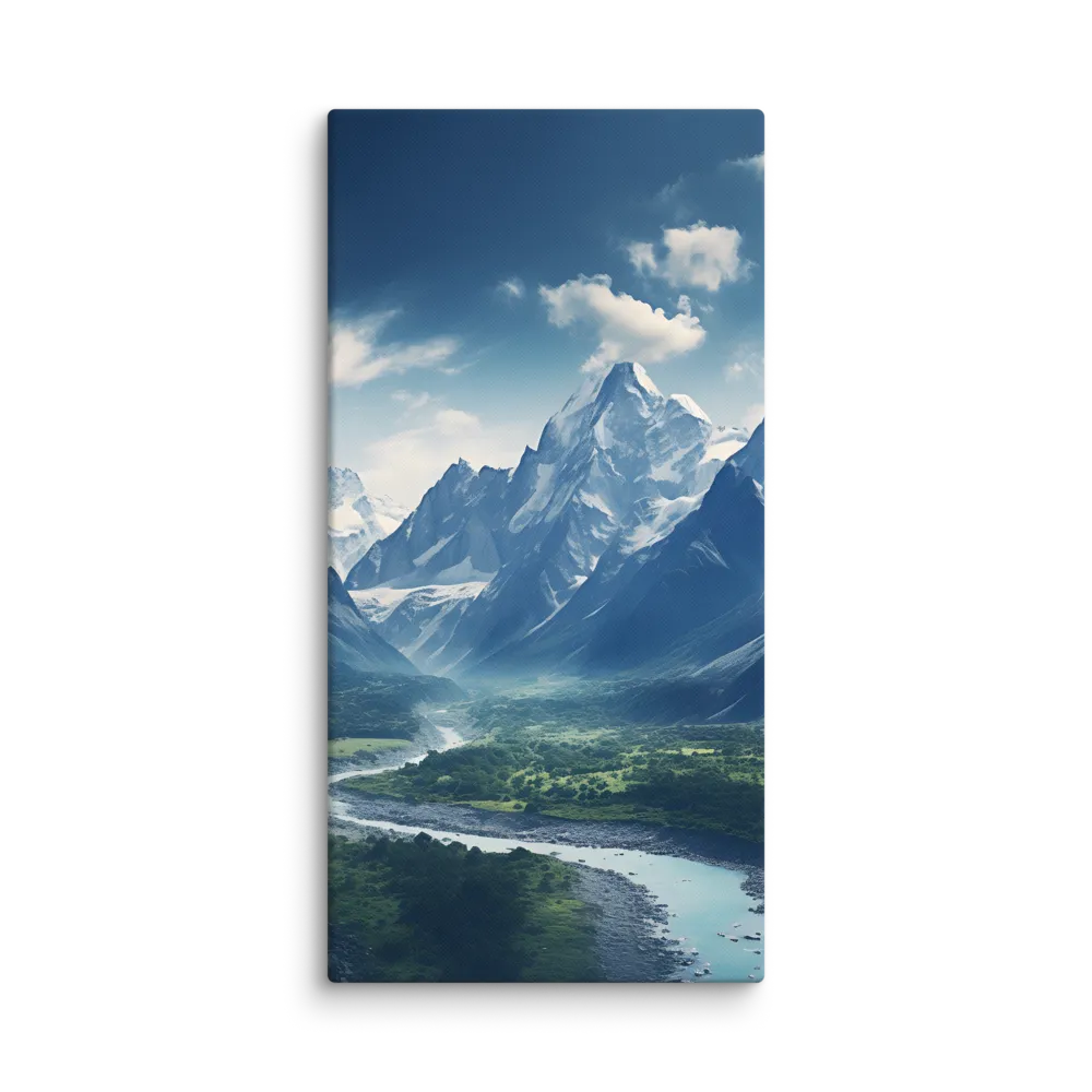 Majestic Serenity: A Landscape of Mountains and Rivers | Canvas | 30″×60″