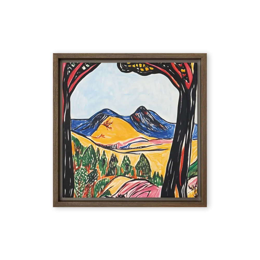 Vibrant Nature's Embrace | Canvas with Brown Frame | 12″×12″