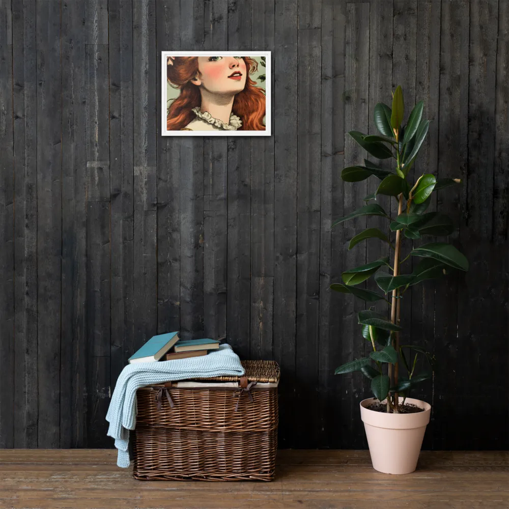Whimsical Portrait of a Flower-Adorned Girl | Canvas with White Frame | 12″×16″