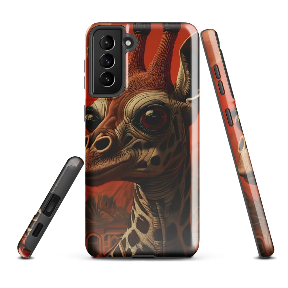 Whimsical Giraffe in an Orange Dreamscape