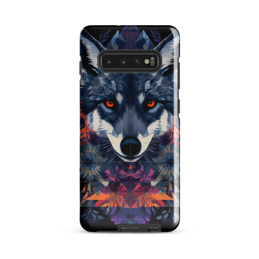 Mystical Wolf Amidst Floral Geometry | Phone Case |  S10 Plus | Tough Case | Glossy