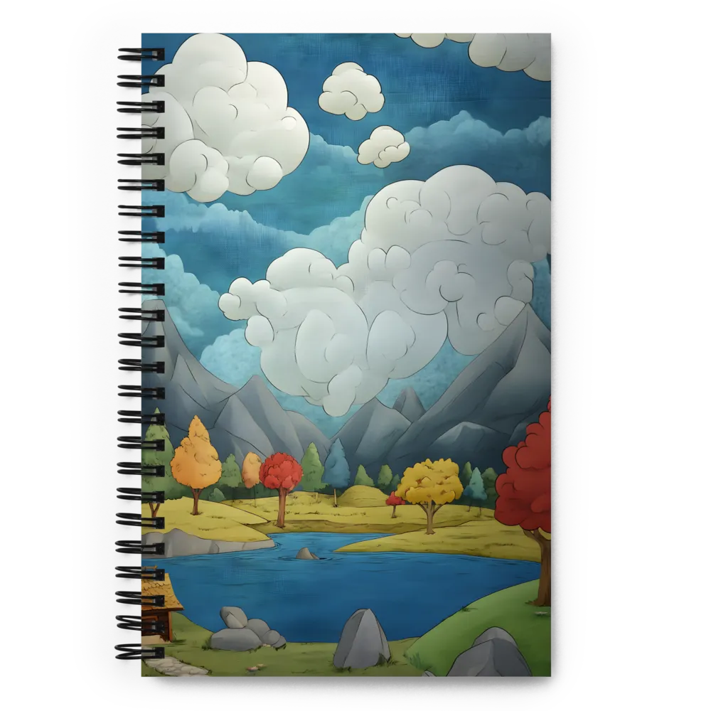 Whimsical Serenity: A Tranquil Landscape | Spiral Notebook