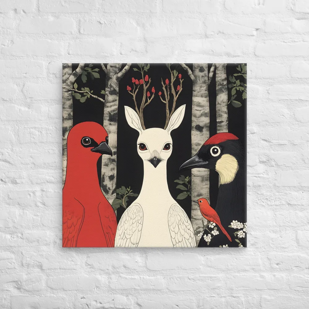 Whimsical Gathering: A Dance of Birds | Canvas | 28″×28″