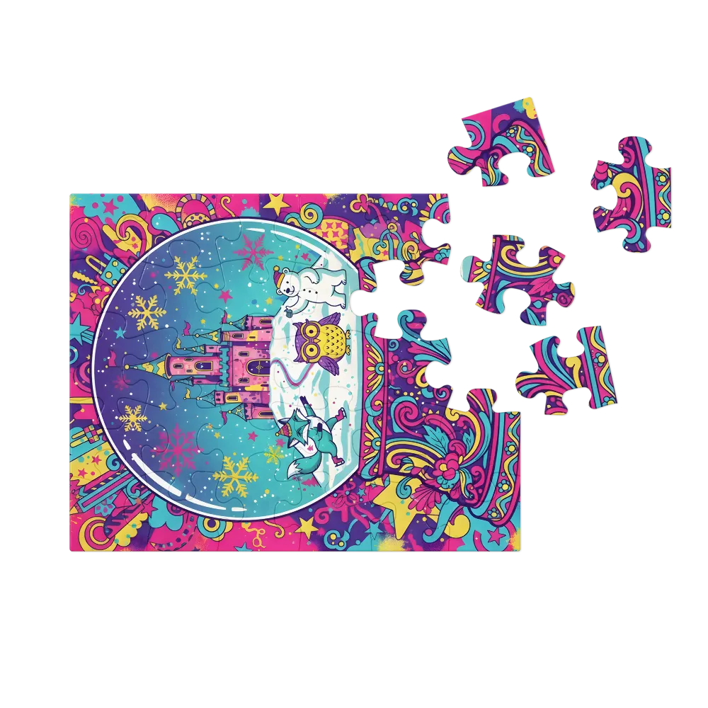 Neon Snow Globe 
 Jigsaw Puzzle in Tin Box