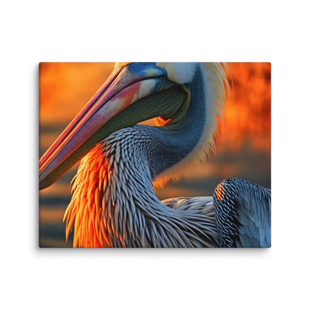 Elegance of the Pelican at Sunset | Canvas | 8″×10″