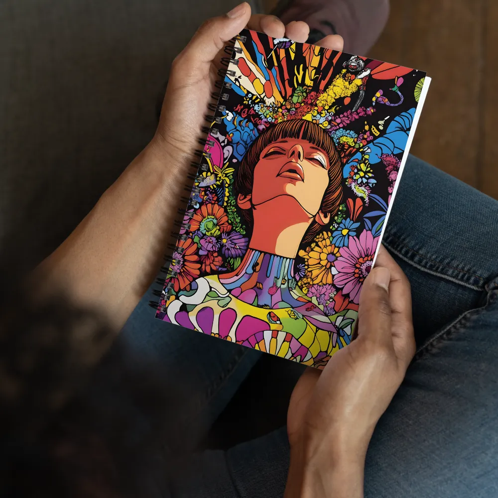 Vibrant Ecstasy: A Psychedelic Portrait | Spiral Notebook