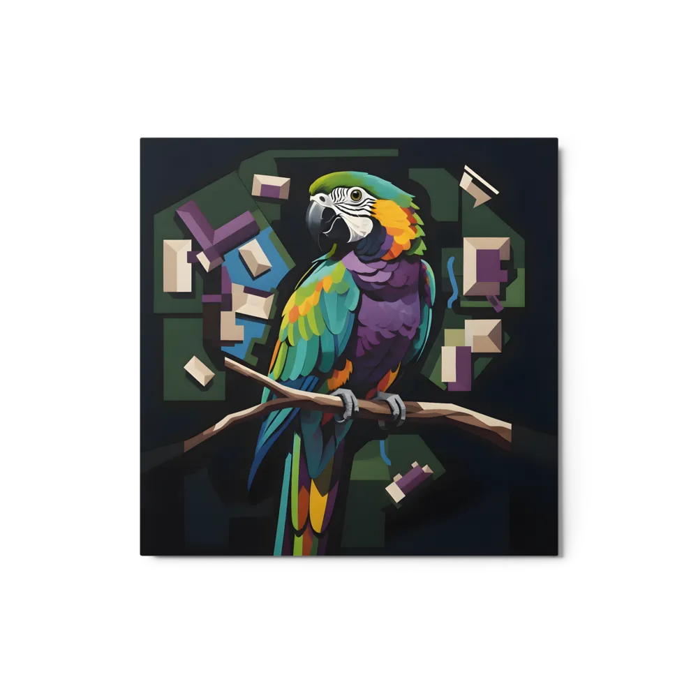 Prismatic Macaw 
 Metal Print | 12″x 12″